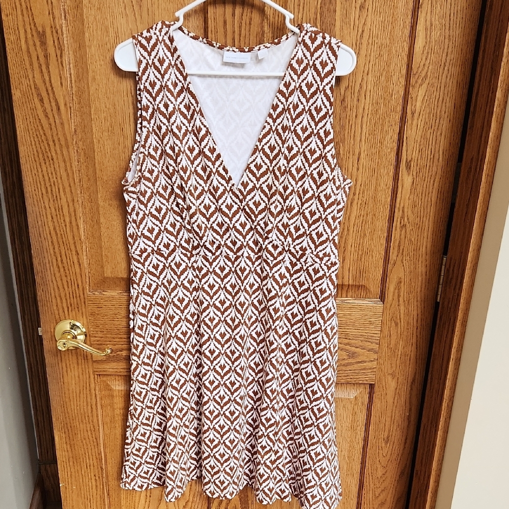 Brown and White Patterned Women's Dress